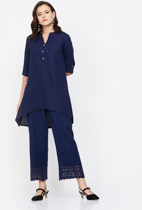 MELANGE Schiffli Lace Detailed Palazzos