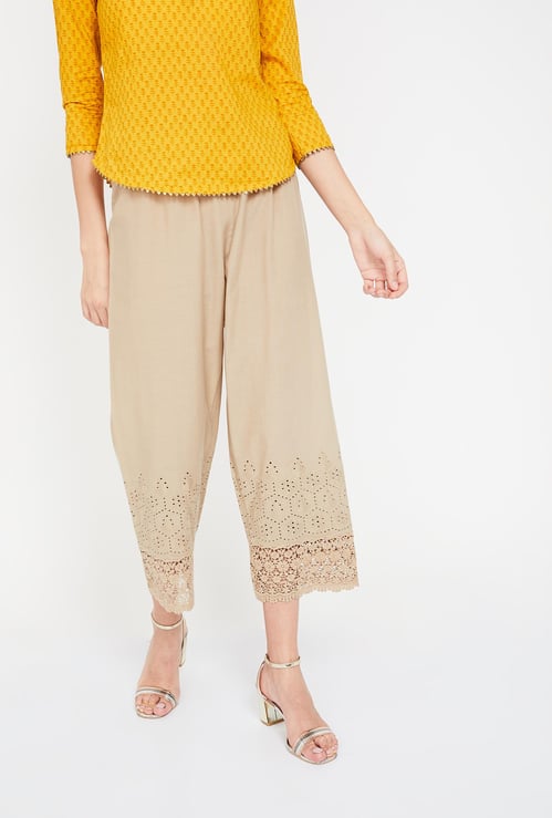 MELANGE Schiffli Lace Detailed Palazzos