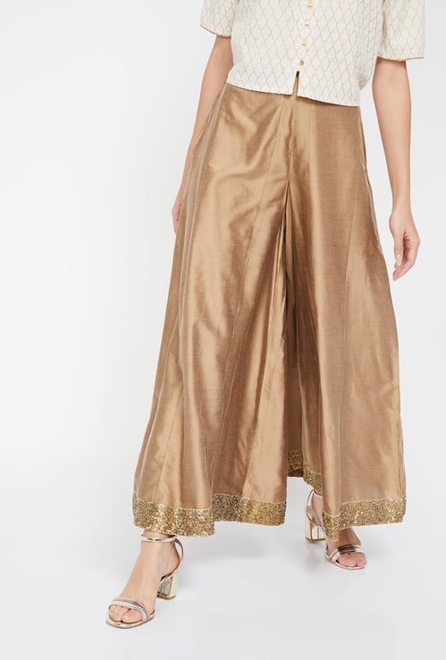MELANGE Sequinned Palazzo Pants