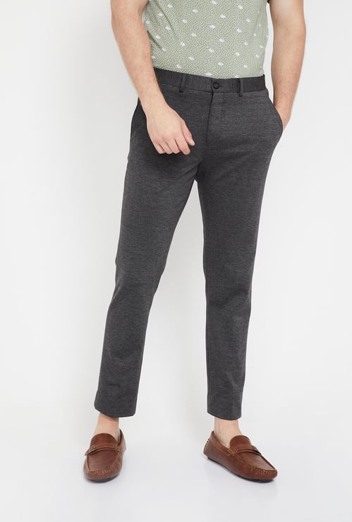 CODE Patterned Flat-Front Cropped Trousers