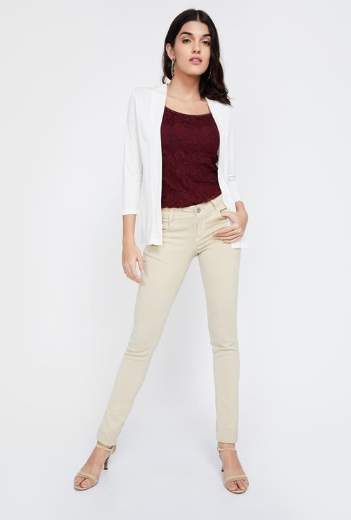 CODE Solid Lace Overlay Cami-Top