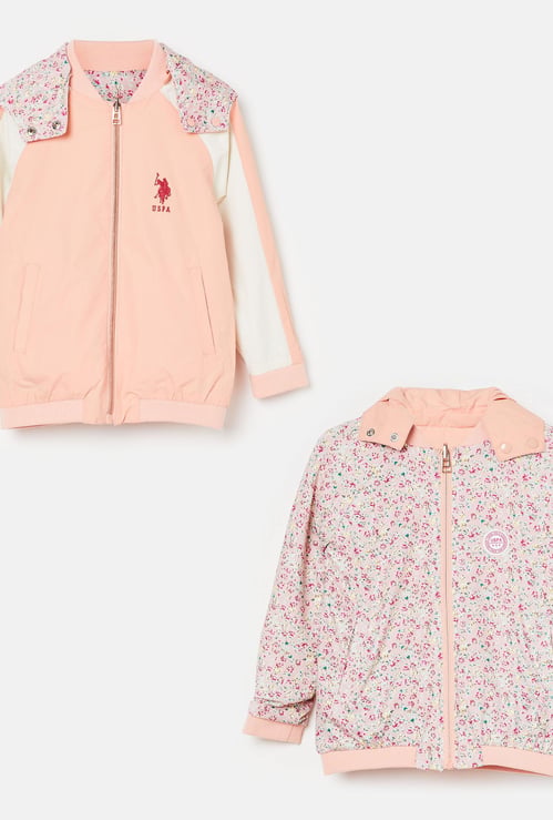 U.S. POLO ASSN KIDS Floral Print Reversible Hooded Jacket