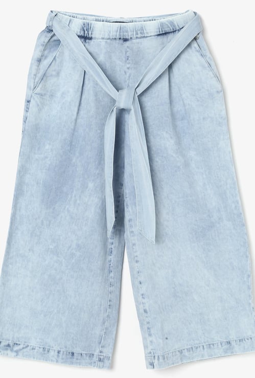 ALLEN SOLLY Chambray Tie-up Palazzos