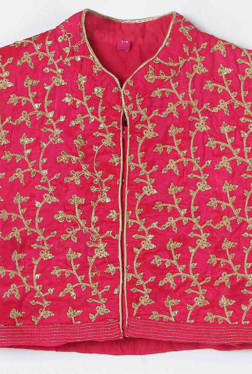 BIBA Flared Kurta with Embroidered Jacket, Churidar & Dupatta