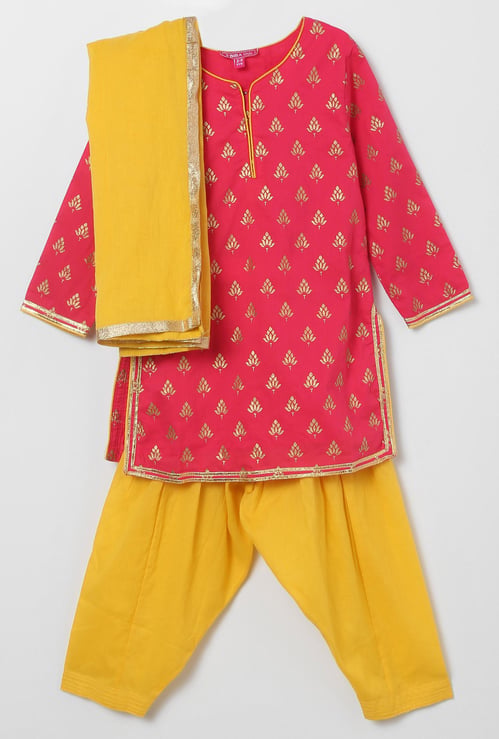 BIBA Printed Kurta with Salwar and Dupatta