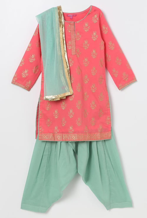 BIBA Printed Kurta with Salwar and Dupatta