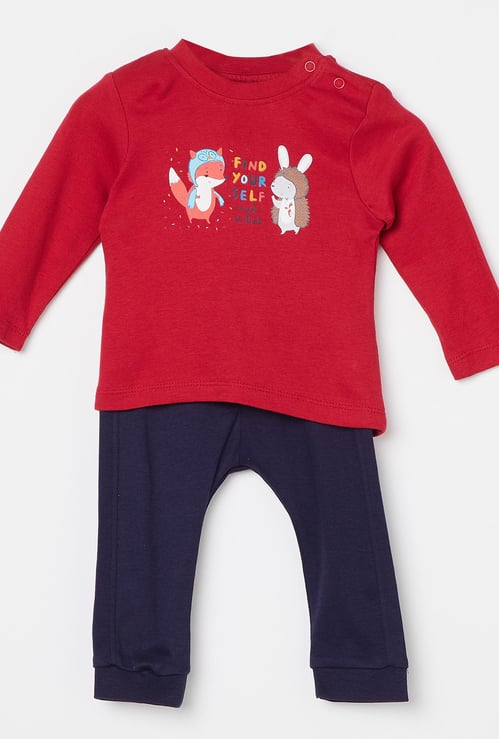 FS MINI KLUB Graphic Print T-shirt with Pants - Set of 2 Pcs.