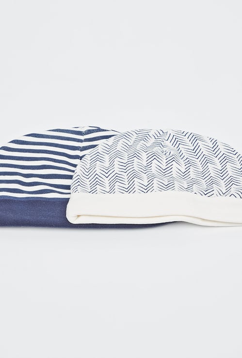 FS MINI KLUB Printed Knitted Beanie Cap- Set Of 2 Pcs.