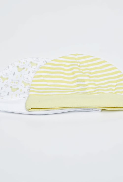 FS MINI KLUB Printed Knitted Beanie Cap- Set Of 2 Pcs.