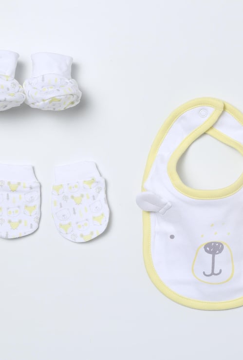 FS MINI KLUB Printed Bibs, Mittens & Socks Set