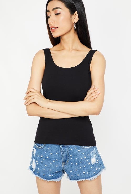 GINGER Solid Knitted Tank Top