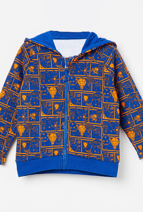 FS MINI KLUB Printed Full Sleeves Hooded Jacket