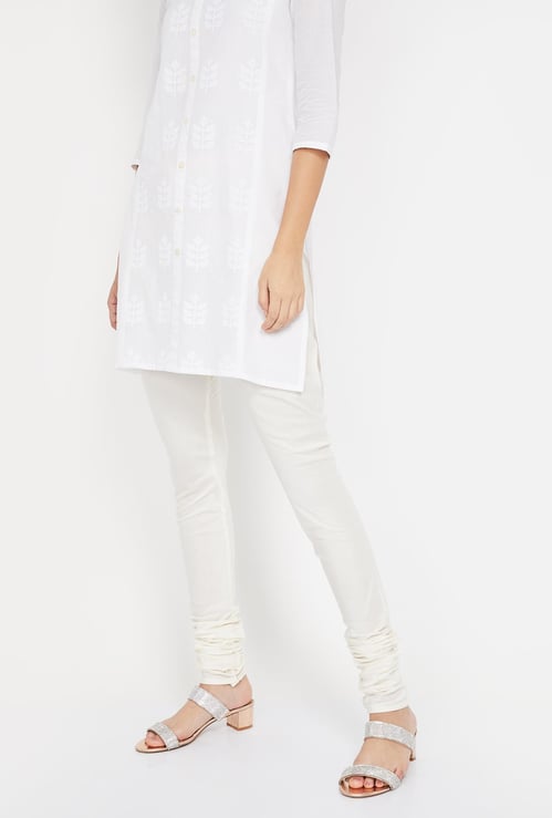 MELANGE Solid Woven Churidar