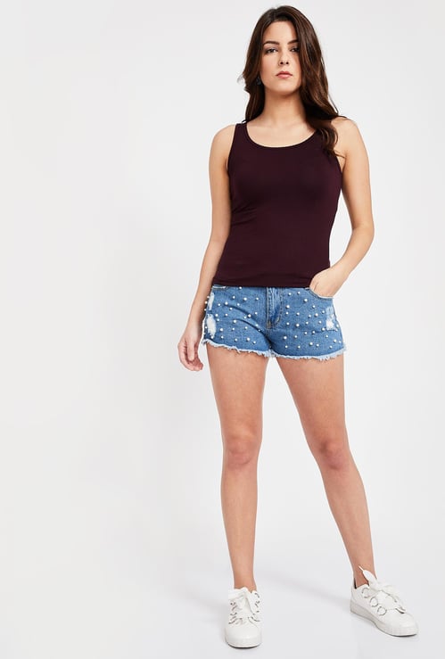 CODE Solid Round Neck Tank Top