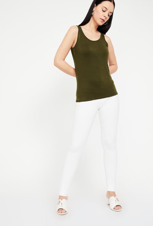 CODE Solid Round Neck Tank Top