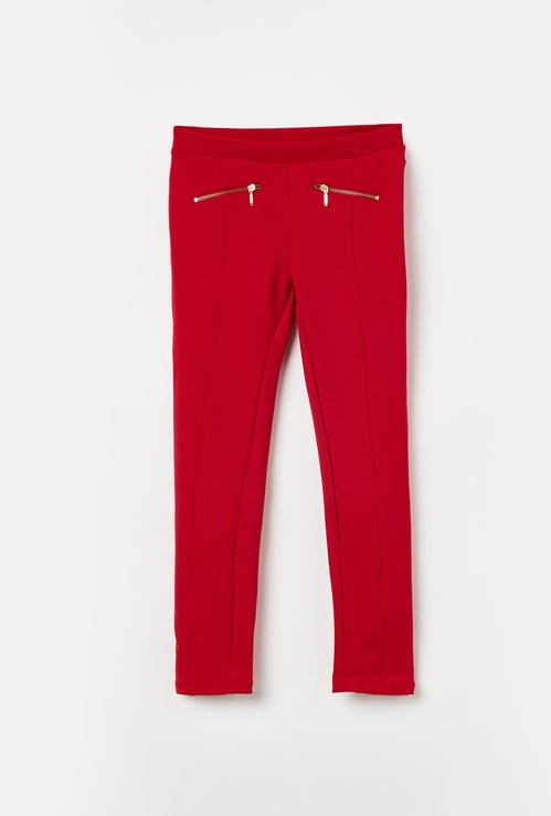 FAME FOREVER YOUNG Solid Zipper Detail Slim Fit Treggings
