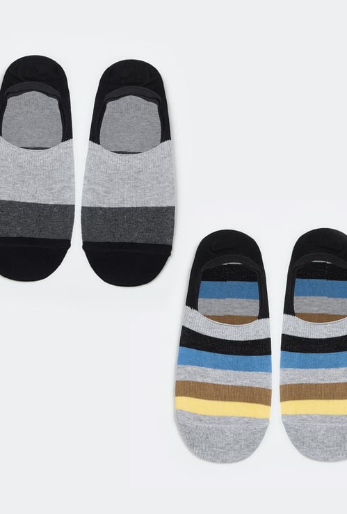 CODE Men Striped No-Show Socks - Pack of 2