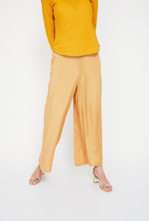 MELANGE Solid Ankle-Length Palazzo Pants