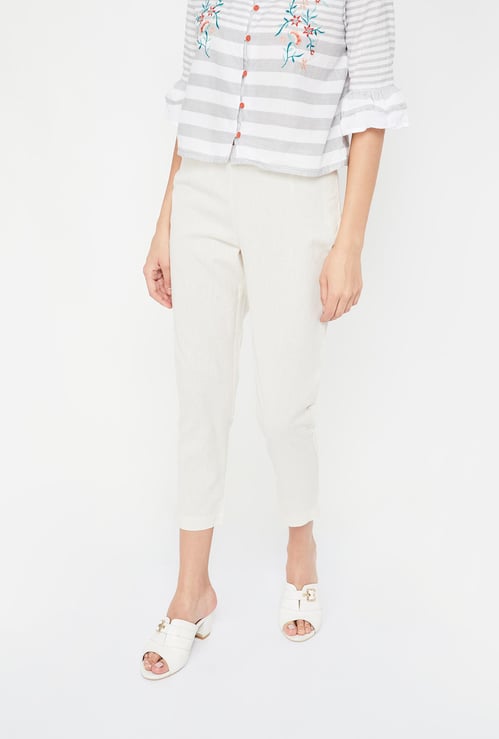 W Solid Cropped Trousers