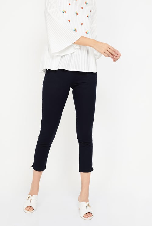W Solid Cropped Pants