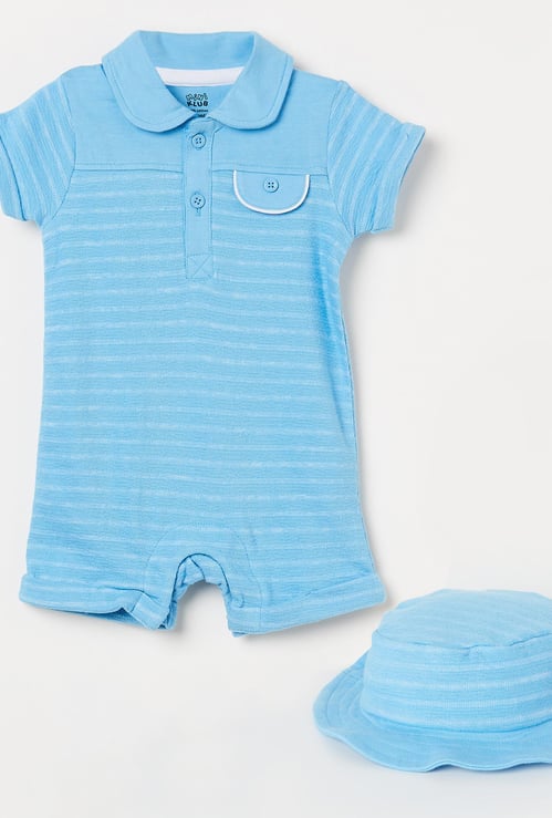 FS MINI KLUB Striped Romper with Cap