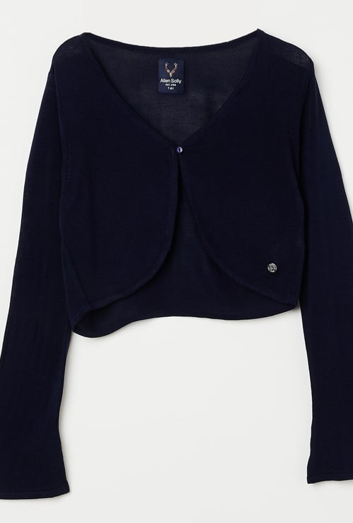 ALLEN SOLLY Solid Flared Sleeves Shrug
