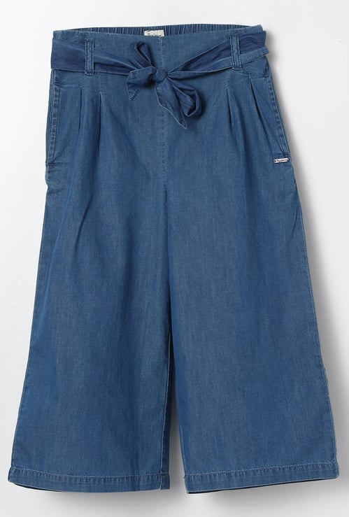 PEPE JEANS Denise Solid Culottes with Sash Tie-Up