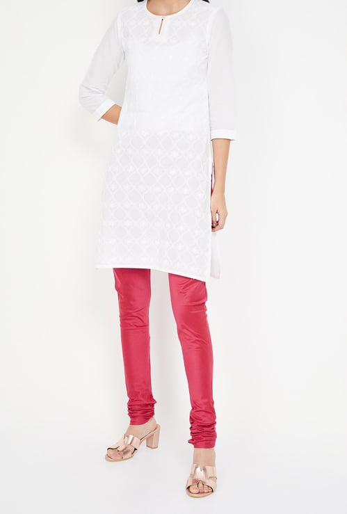 MELANGE Solid Woven Churidar