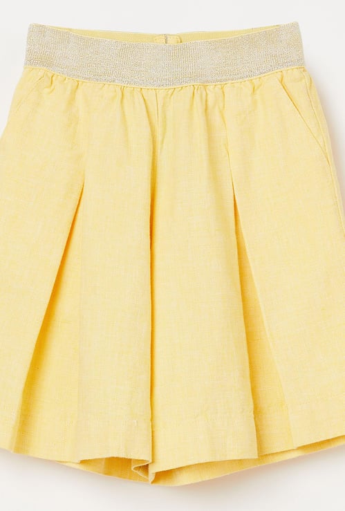 UNITED COLORS OF BENETTON Pleated Slub Skirt with Shimmery Waistband