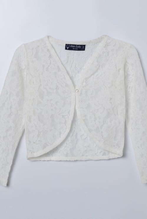 ALLEN SOLLY Lace Detail Full Sleeves Shrug