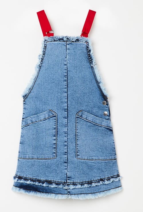 UNITED COLORS OF BENETTON Strappy Frayed Hem Denim Dress