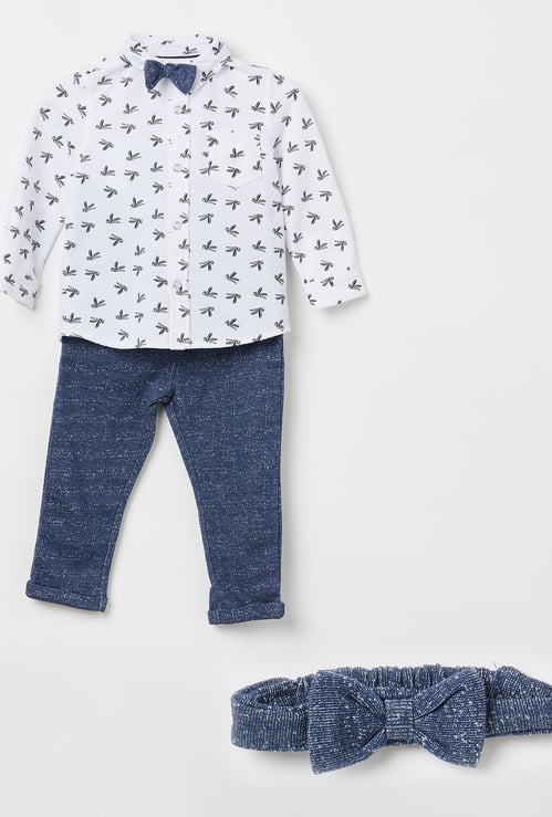 FS MINI KLUB Printed Shirt with Pant and Bow