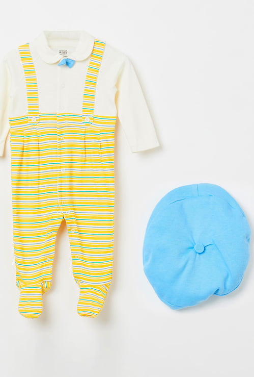 FS MINI KLUB Striped Sleep Suit with Cap