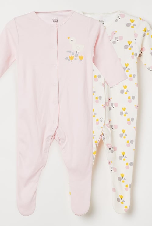 FS MINI KLUB Floral Print Sleepsuit - Set of 2 Pcs.