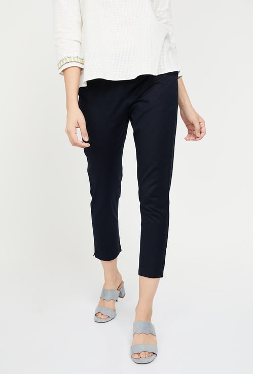 W Solid Cropped Trousers