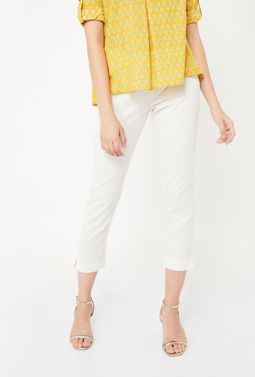 W Solid Woven Cropped Pants