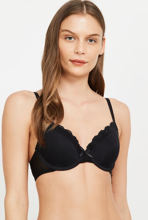GINGER Women Lace Trimmed Padded Plunge Bra