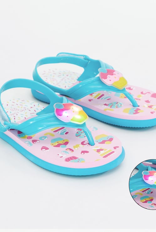 FAME FOREVER Cupcake Print Light Up Slingback Slippers