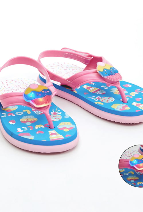 FAME FOREVER Cupcake Print Light Up Slingback Slippers
