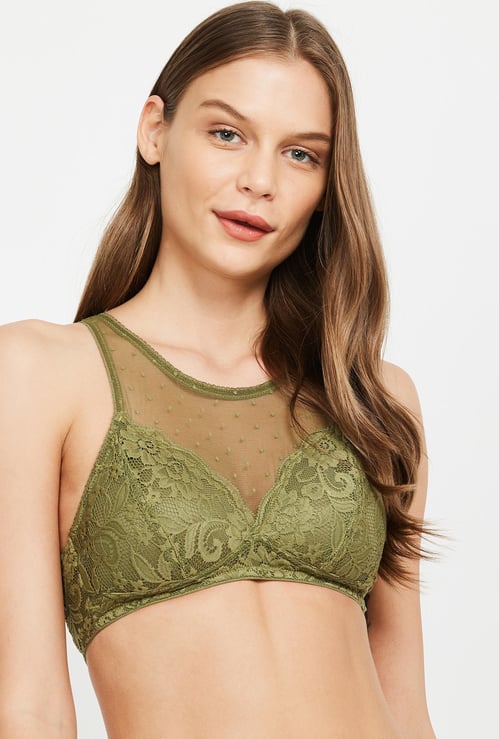 GINGER Women Lace Overlay Padded Bralette