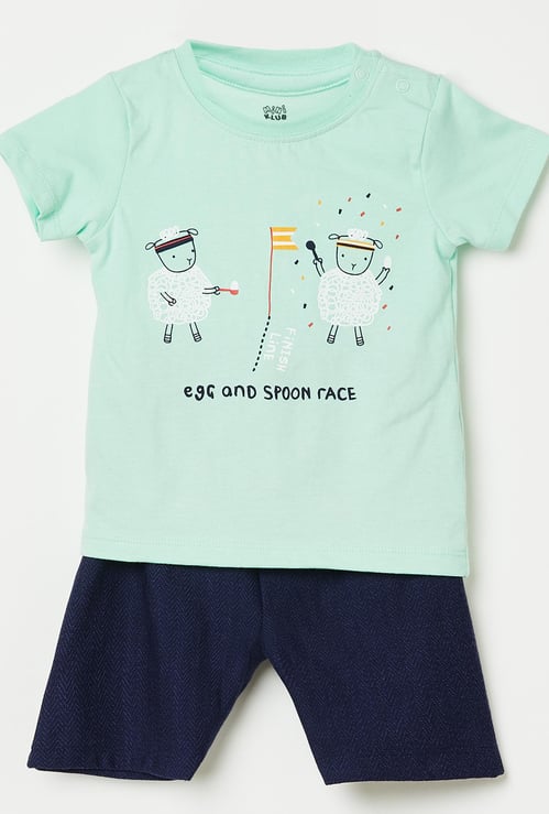 FS MINI KLUB Printed T-shirt with Shorts - Set of 2 Pcs.
