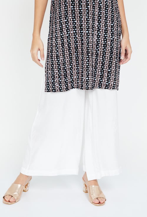 MELANGE Solid Flared Palazzos