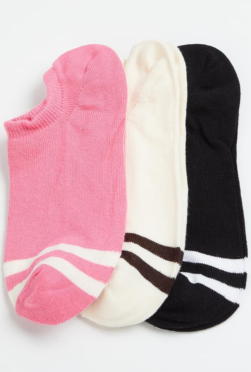GINGER Women Striped No-Show Socks - Pack of 3