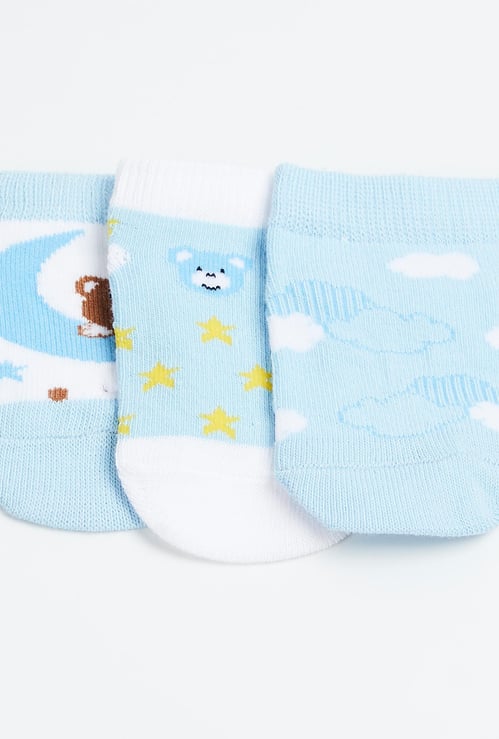 FAME FOREVER Boys Patterned Ankle-Length Socks - Pack of 3 Pairs