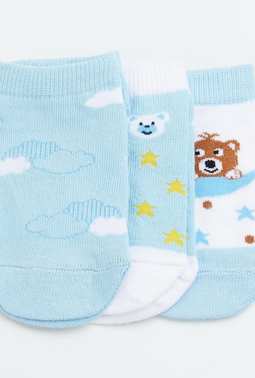 FAME FOREVER Boys Patterned Ankle-Length Socks - Pack of 3 Pairs