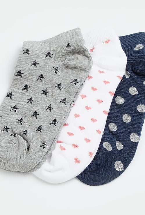 GINGER Patterned Knit Ankle Socks - Pack of 3
