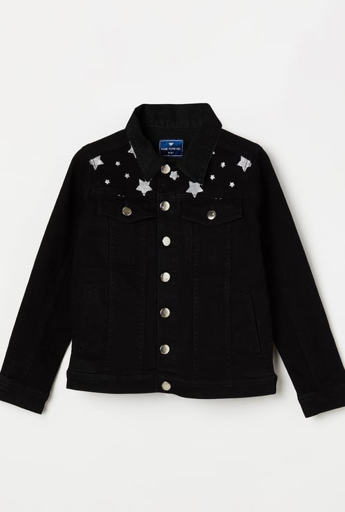 FAME FOREVER YOUNG Star Print Denim Jacket