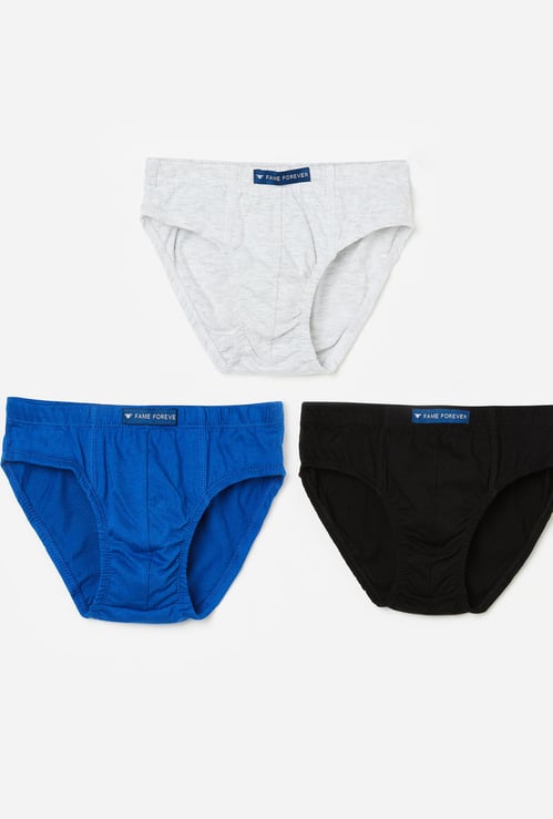 FAME FOREVER Boys Solid Knitted Briefs- Pack of 3