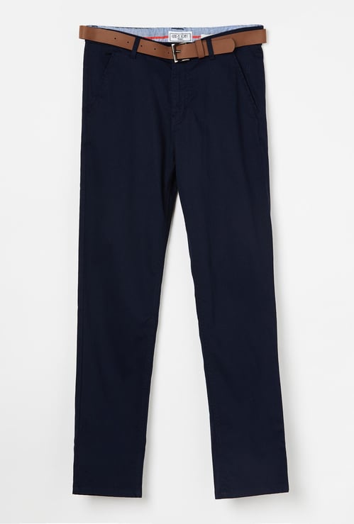 GINI & JONY Solid Low Rise Trousers with Belt