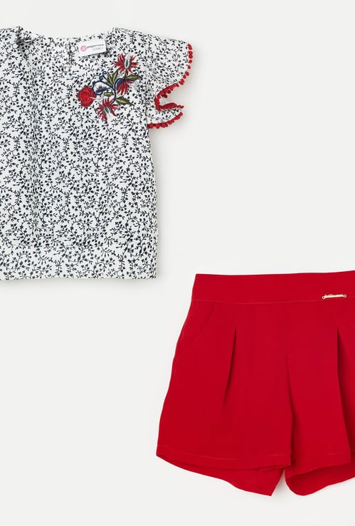 PEPPERMINT Printed Ruffle Detailed Top with Skorts